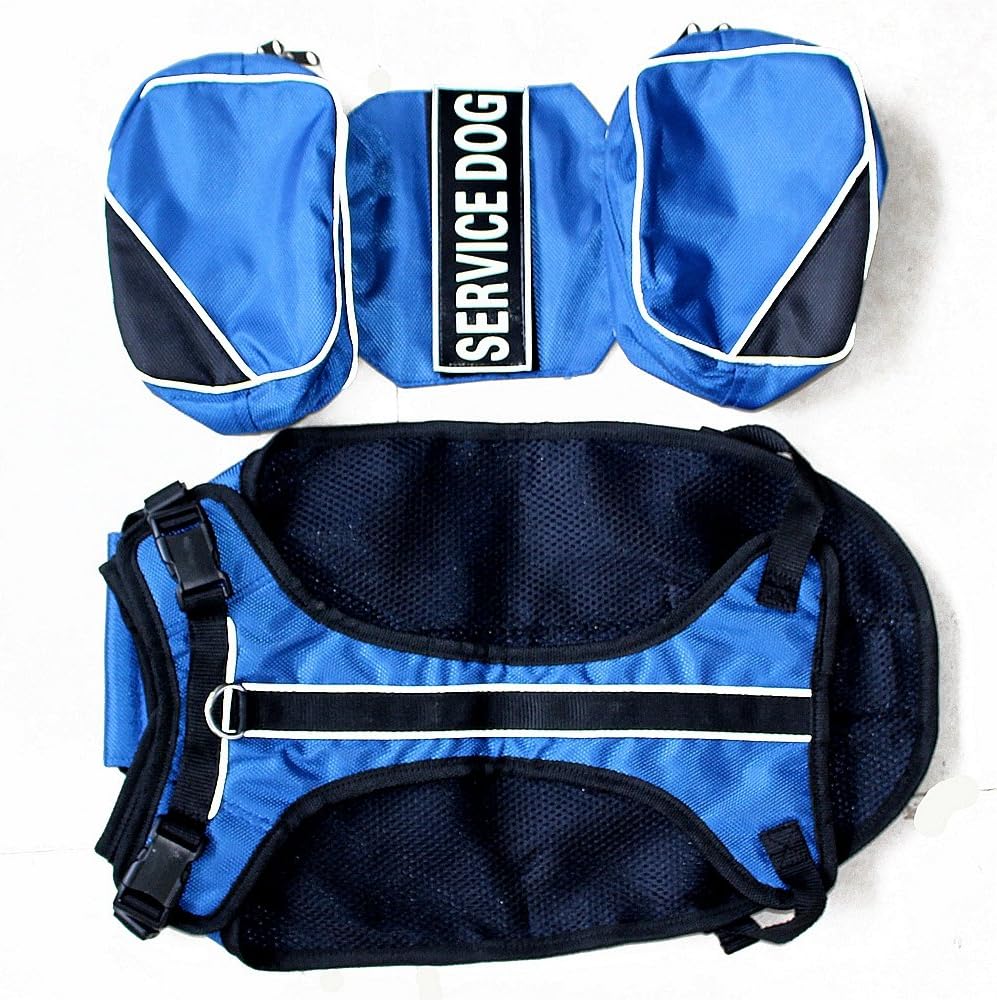 Serijoars Dog Vest Harnesses with Saddlebag Backpack for Camping & Travel - Reflective Hound Hiking