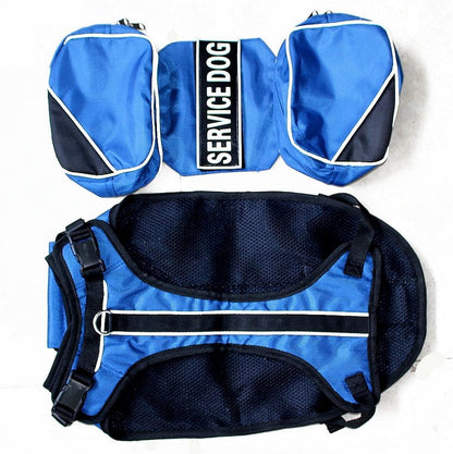 Serijoars Dog Vest Harnesses with Saddlebag Backpack for Camping & Travel - Reflective Hound Hiking