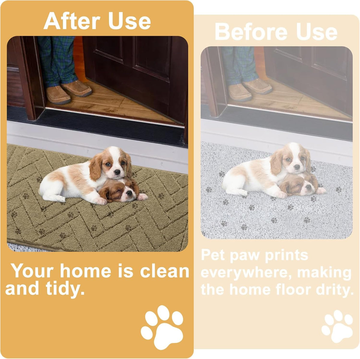 Tindbea Dog Mat for Muddy Paws,Absorbs Moisture Dirt Non-Slip Washable Mud Mat for Dogs,Soft Rubber