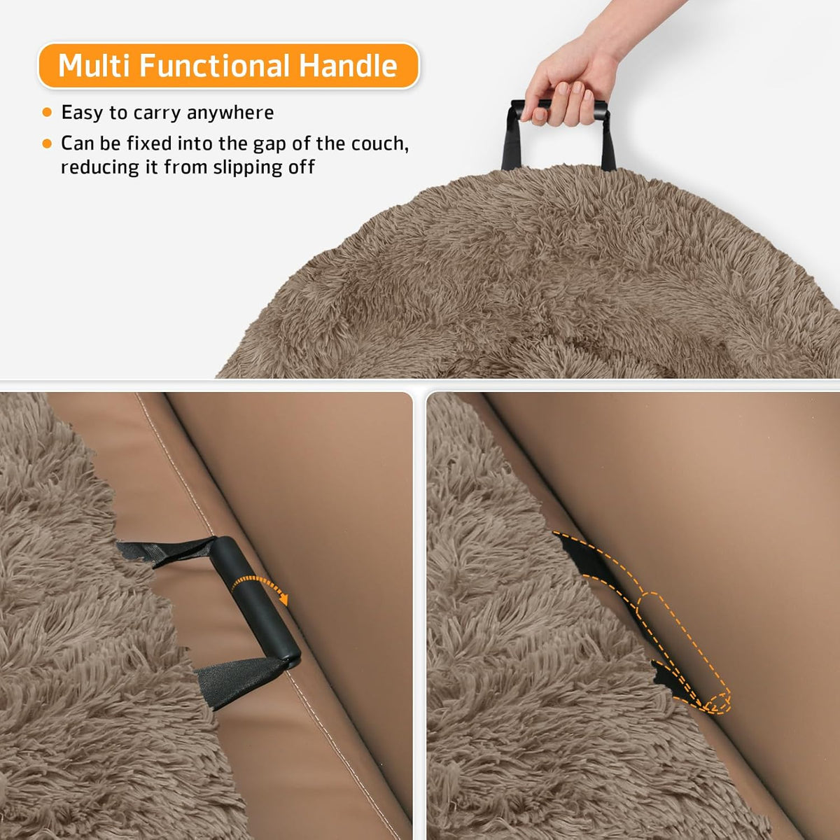 Calming Dog Bed Fluffy Plush Dog Mat for Furniture Protector with Removable Washable Cover for