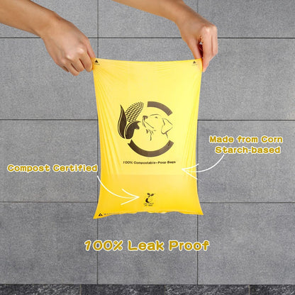 Certified Compostable Dog Poop Bags, 120 Count Landfill Friendly and Leakproof Waste Bags, Easy
