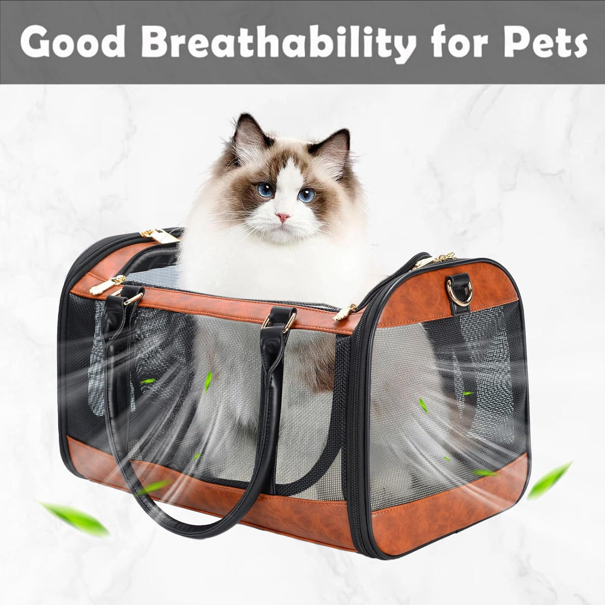 Dog Soft-Sided Carriers Pet Carrier for Small Dogs Cats, Fashion PU Leather Small Dog Carrier Pet