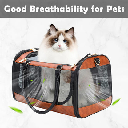 Dog Soft-Sided Carriers Pet Carrier for Small Dogs Cats, Fashion PU Leather Small Dog Carrier Pet