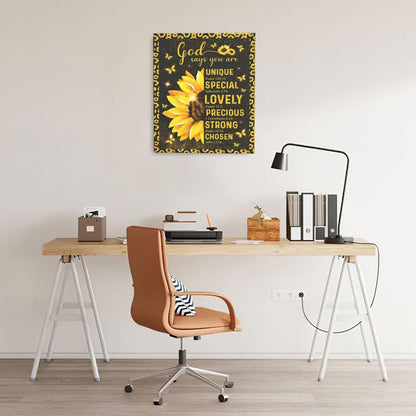 Christian Sunflower Bathroom Pictures Wall Art, Bible Verse Bathroom Wall Decor for Bedroom Office