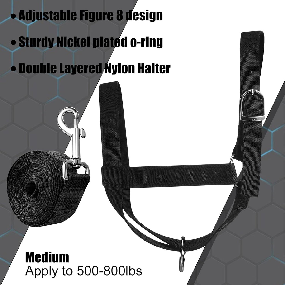 Hillban Cow Halter Cattle Halters Adjustable Calf Halter with Leading Rope for Miniature Horse