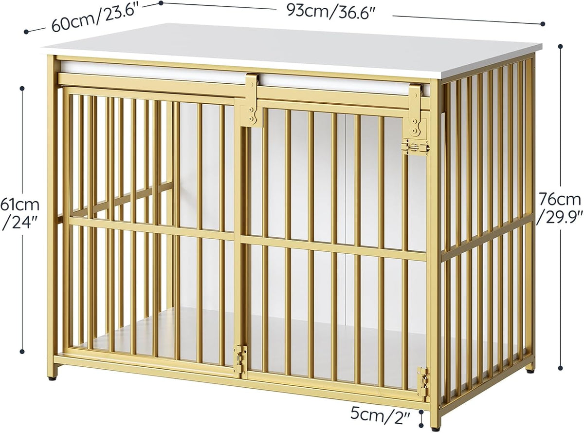HOOBRO Dog Crate Furniture, 36.6" Heavy Duty Dog Kennel with Sliding Barn Door, Wooden Dog Cage
