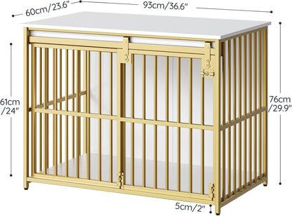 HOOBRO Dog Crate Furniture, 36.6" Heavy Duty Dog Kennel with Sliding Barn Door, Wooden Dog Cage