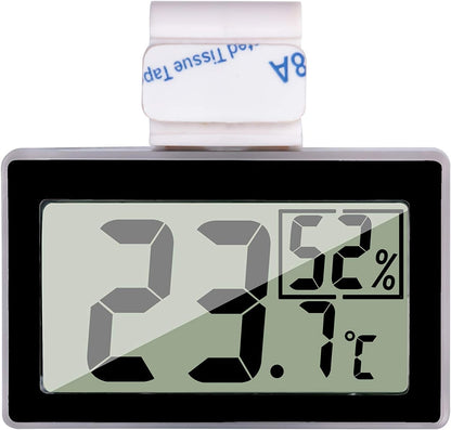 Digital Reptile Thermometer Hygrometer with Hook & Adhesive, LCD Display Temperature Humidity Gauge