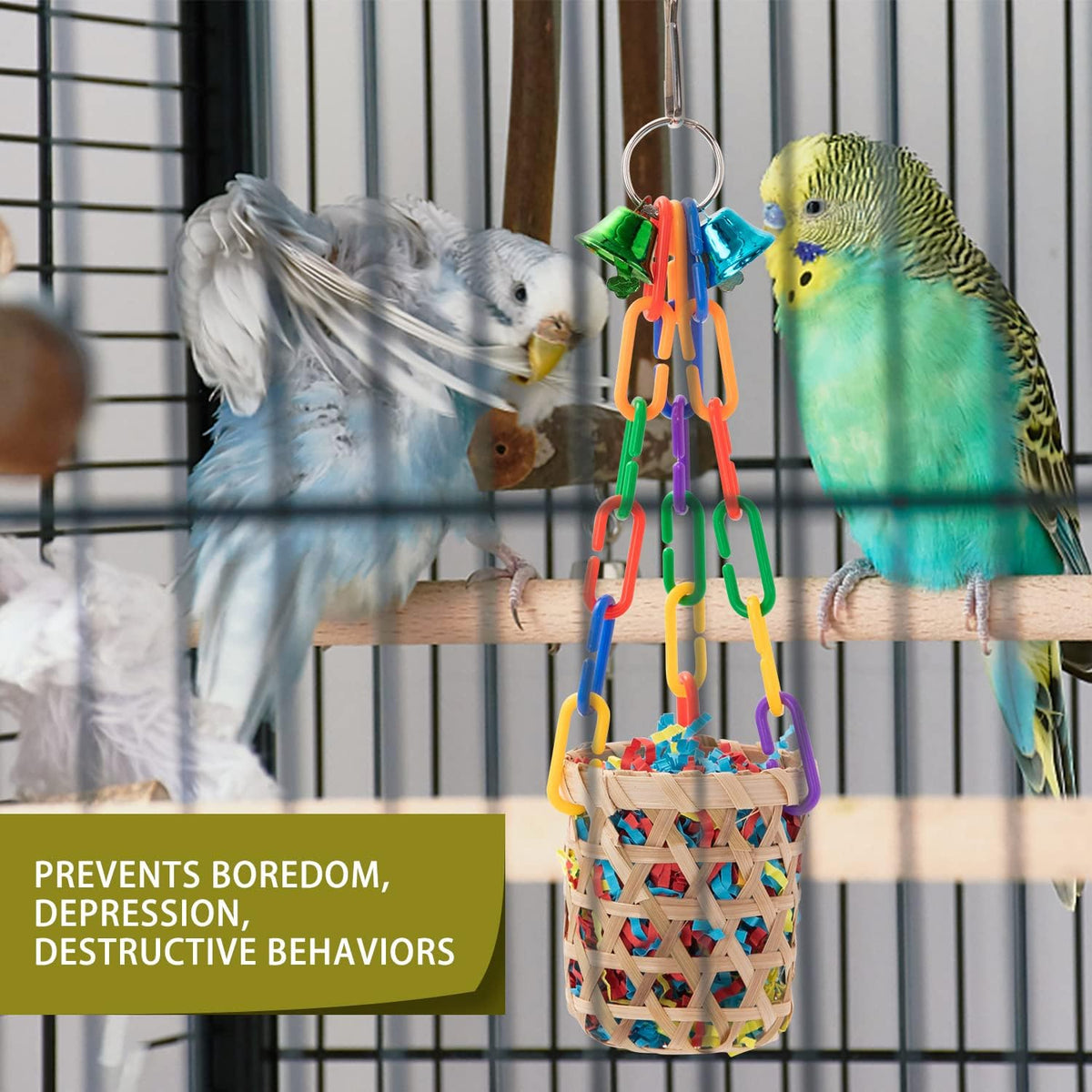 RLRICH 6 Pack Bird Colorful Chewing Toys Parrot Foraging Shredder Toys Shred Hanging Foraging