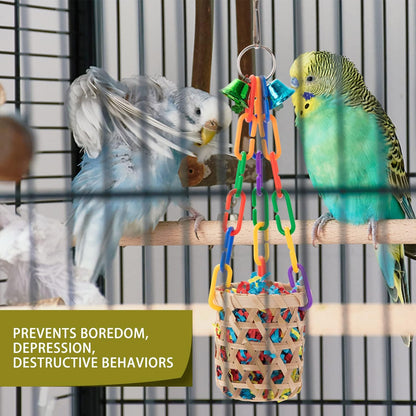 RLRICH 6 Pack Bird Colorful Chewing Toys Parrot Foraging Shredder Toys Shred Hanging Foraging