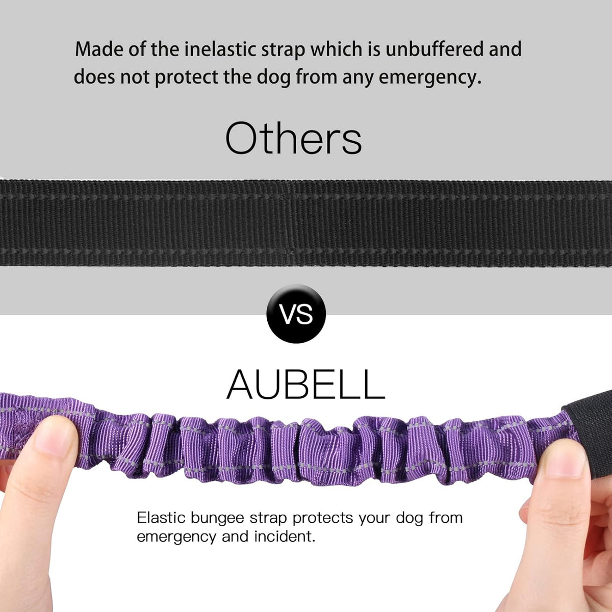 AUBELL Dog Seat Belt for Car,Updated 3-in-1 Adjustable Reflective Bungee Heavy Duty Dog Car Harness
