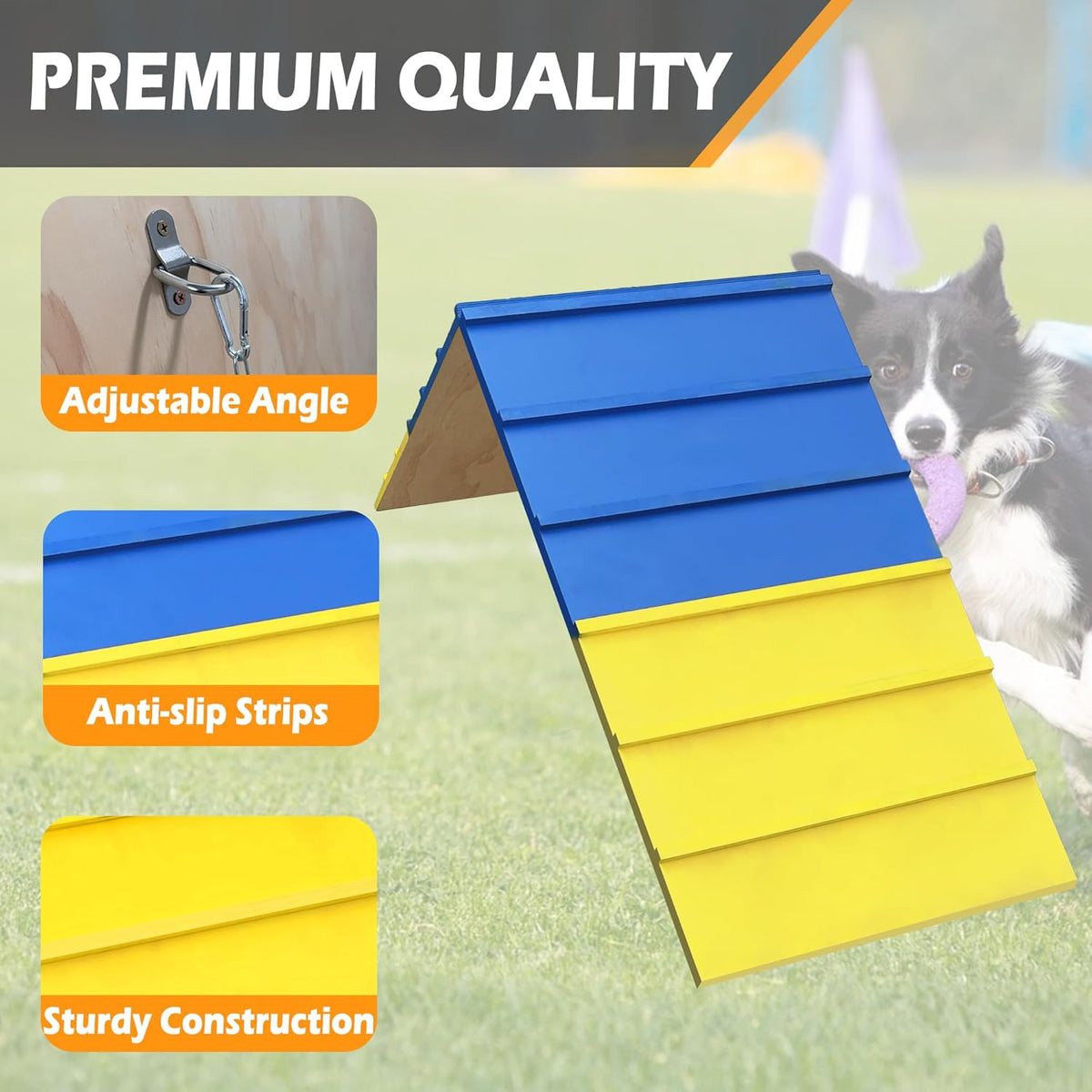 Dogs Agility Course Backyard Set, Dog Agility Equipment, Non-Slip Dog Agility A-Frame, 84” x 24”