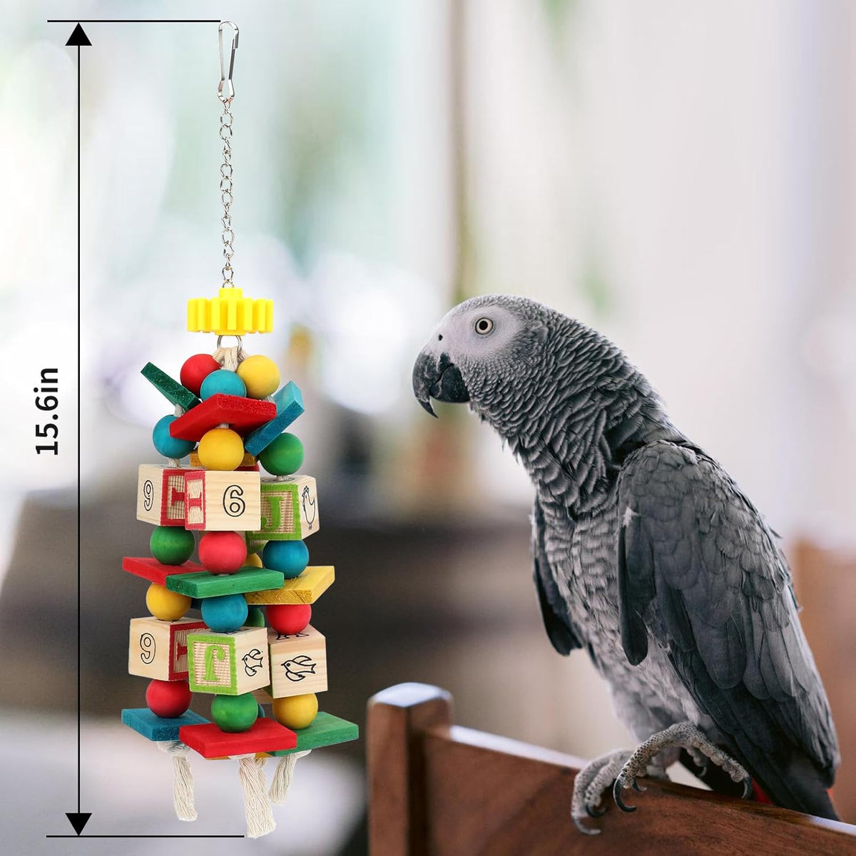 Rypet Wood Bird Chewing Toy for Cage, Wooden Birds Cage Toys for Helping Trim Beak, Parrot Toys for