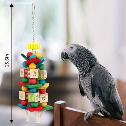 Rypet Wood Bird Chewing Toy for Cage, Wooden Birds Cage Toys for Helping Trim Beak, Parrot Toys for