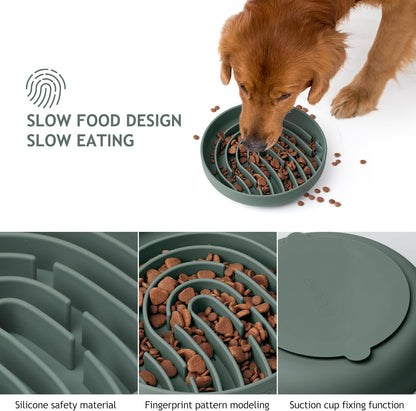 Coomazy Large Silicone Slow Feeder Dog Bowls, Interactive Puzzle Toy for Pets Food Training, Keeps