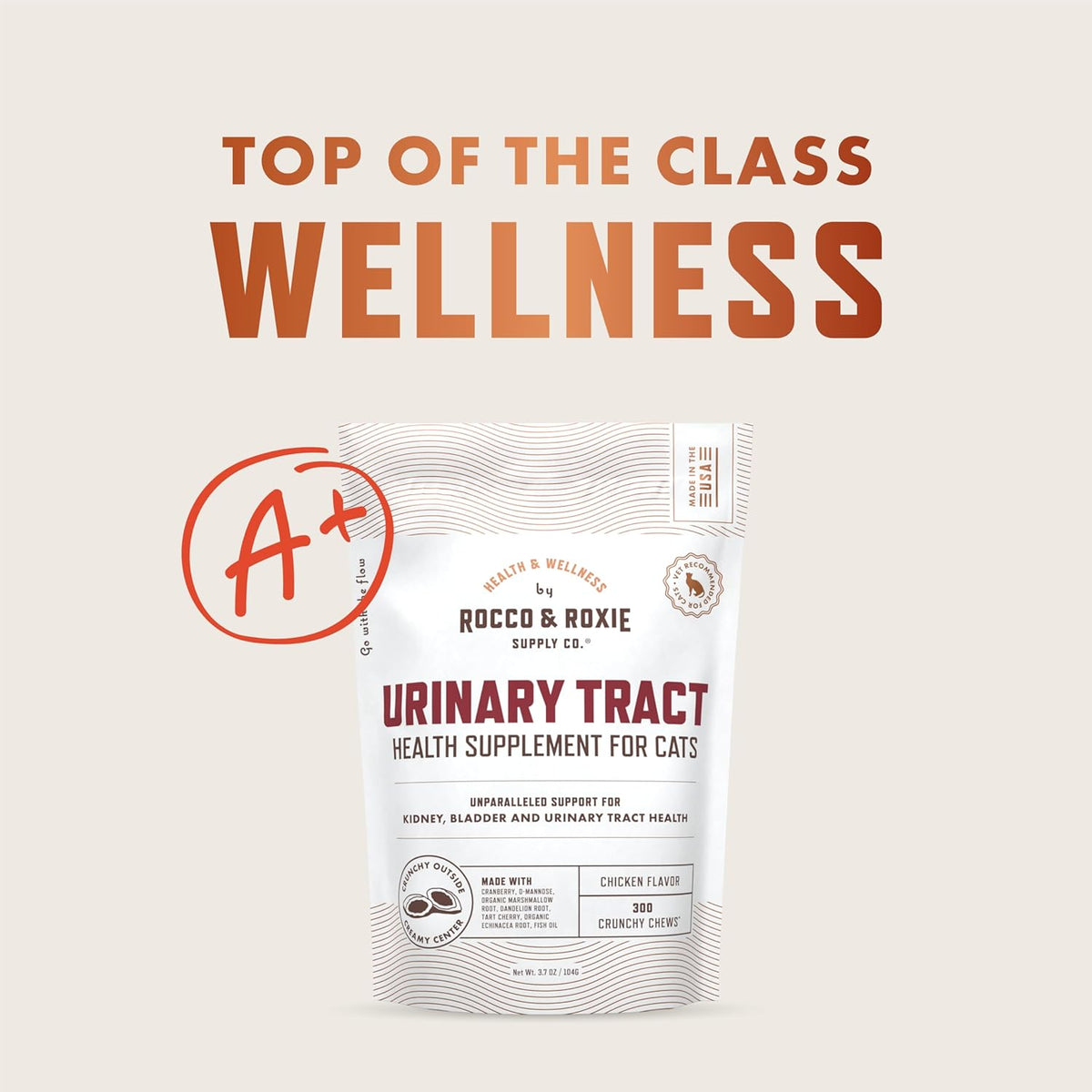 Rocco & Roxie Cat Urinary Tract Health Supplement, Cranberry and D-Mannose for Kidney, Bladder, and