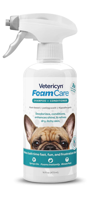 Vetericyn FoamCare Dog Shampoo and Conditioner - Instant Foaming, Spray-On Hypoallergenic Shampoo