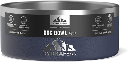 Hydrapeak Dog Bowl; Non Slip Stainless Steel; Water and Food Dish; Large Sized and Small Dogs; 32oz
