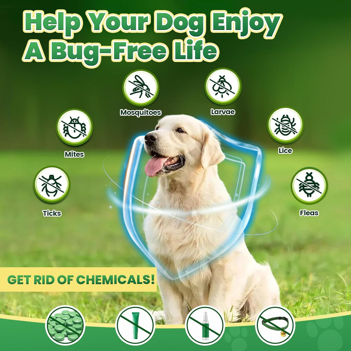 Flea and Tick Prevention for Dogs, 200 Natural Soft Chewables Flea and Tick Support with Vitamins &