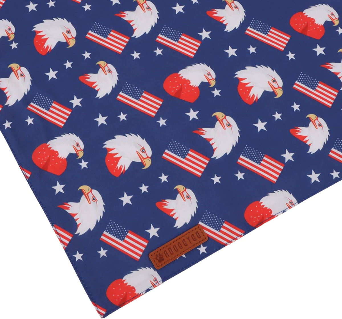 ADOGGYGO American Flag Dog Bandanas, Red Blue Patriotic Eagles USA Flag Scarf, Multi Size, 4th of