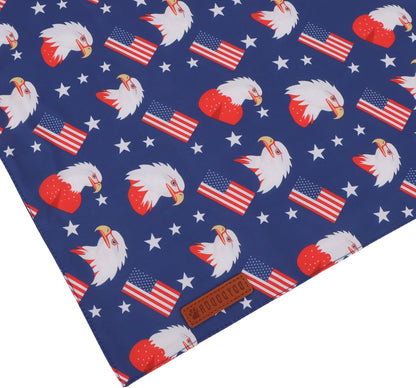 ADOGGYGO American Flag Dog Bandanas, Red Blue Patriotic Eagles USA Flag Scarf, Multi Size, 4th of