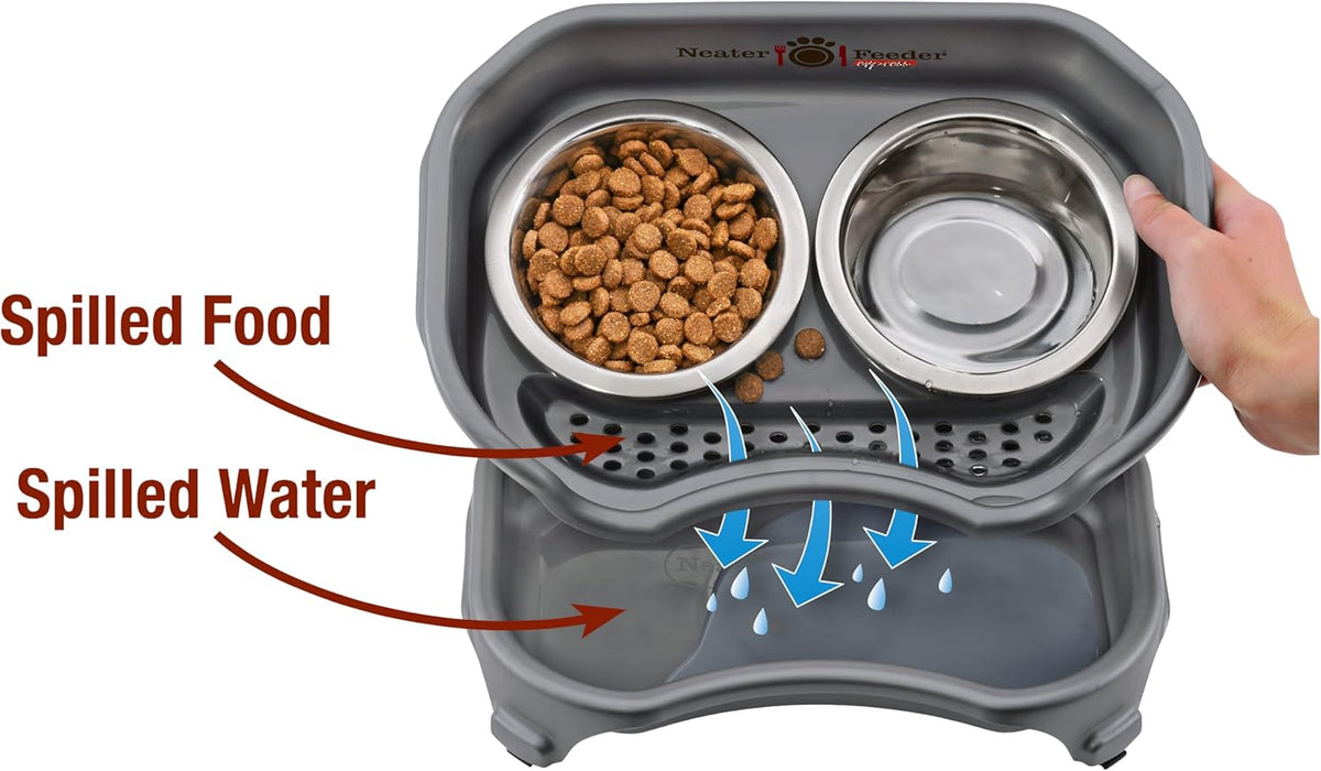 Neater Feeder Express Mess Proof Cat Bowls Elevated, No Spill Feeding Station, Stainless Steel