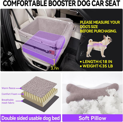 Dog Car Seats for Small Medium Dogs,PU Leather Car Seat Boosters,Foldable Puppy Cat Carseats (Grey