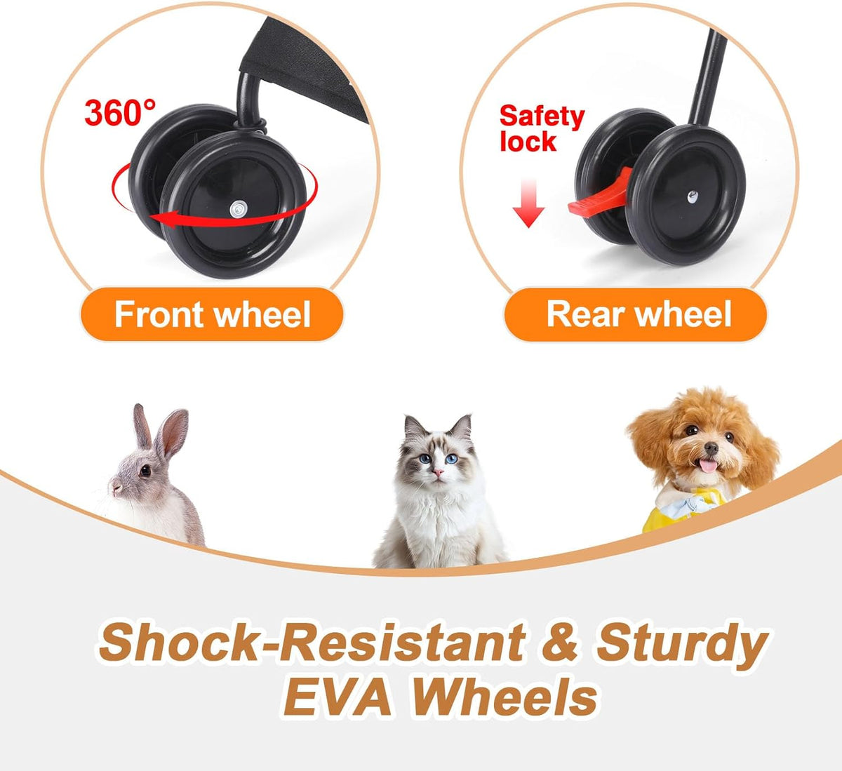 Wedyvko Travel Portable Dog Stroller, Pet Stroller for Small Puppy Dogs & Cats, Up to 33 lbs, Black