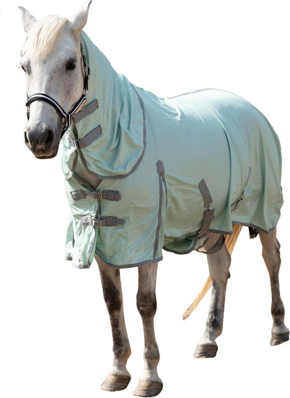 Horse Fly Sheet with Detachable Neck Cover & Belly Wrap, Adjustable Fly Sheet for Horses