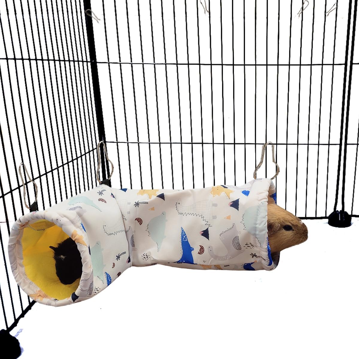 Large Caliber Guinea Pig Tunnel Hideout & Hammock, Rat Cage Corner Toy for Ferret Hedgehog Piggy to