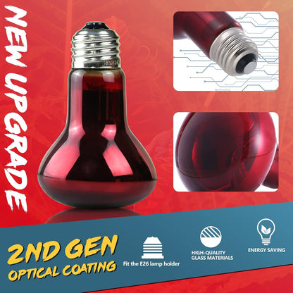 LUCKY HERP 50W Reptile Heat Lamp Bulbs 2 Pack, Reptiles & Amphibians Infrared Basking Spot Lamp
