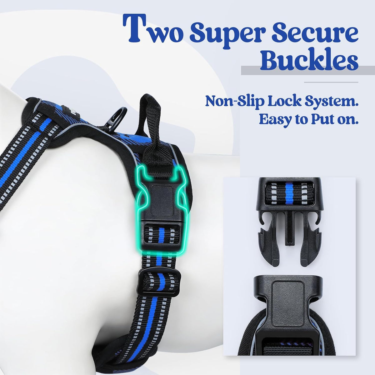 rabbitgoo Dog Harness No Pull with 2 Leash Clips, Adjustable Soft Padded, Reflective Oxford No