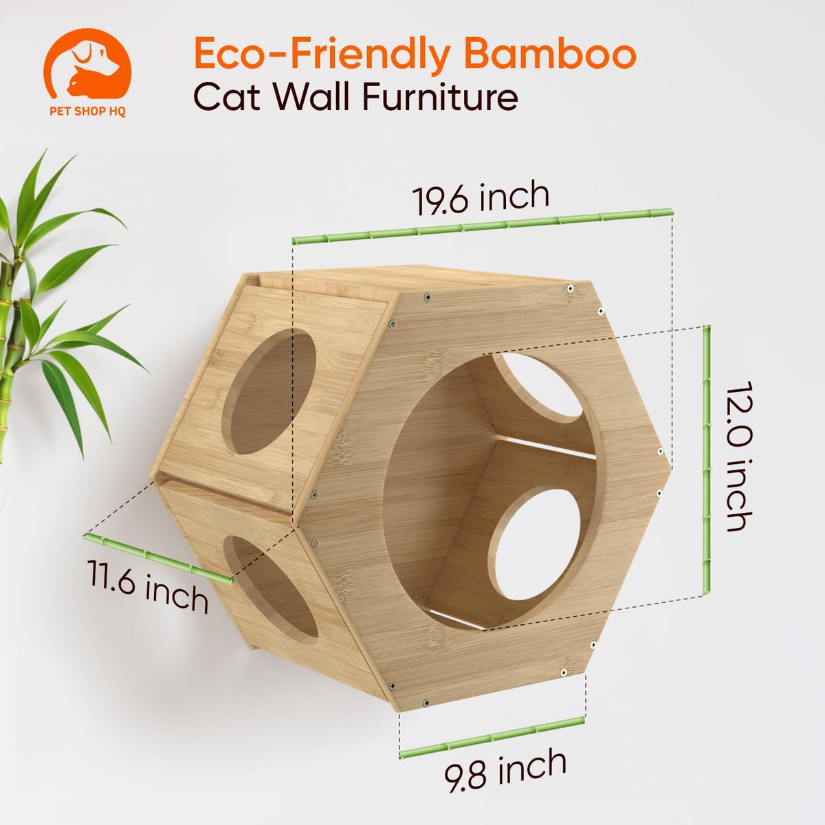Cat Wall Furniture - Climbing Shelves, Ladders, Hammock & More - Bamboo Material - Light Brown