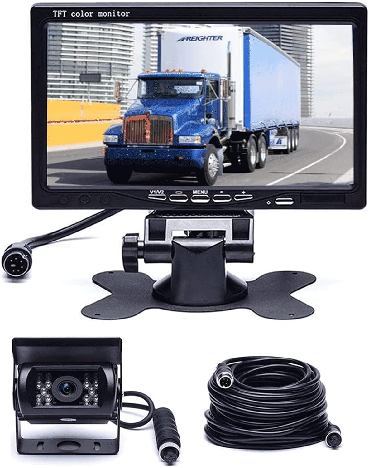 Hikity 7" Backup Camera with Monitor Kit, Waterproof 18 IR LED Night Vision Reverse Camera + Rear
