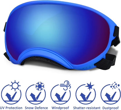 Large Dog Sunglasses with Adjustable Strap UV Protection, Winproof Dog Puppy Sunglasses, Suitable