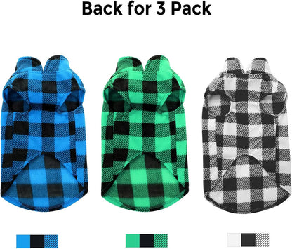 ASENKU Dog Sweater 3 Pack, Plaid Dog Fleece Vest, Soft Comfortable Pet Pajamas, Warm Winter Dog