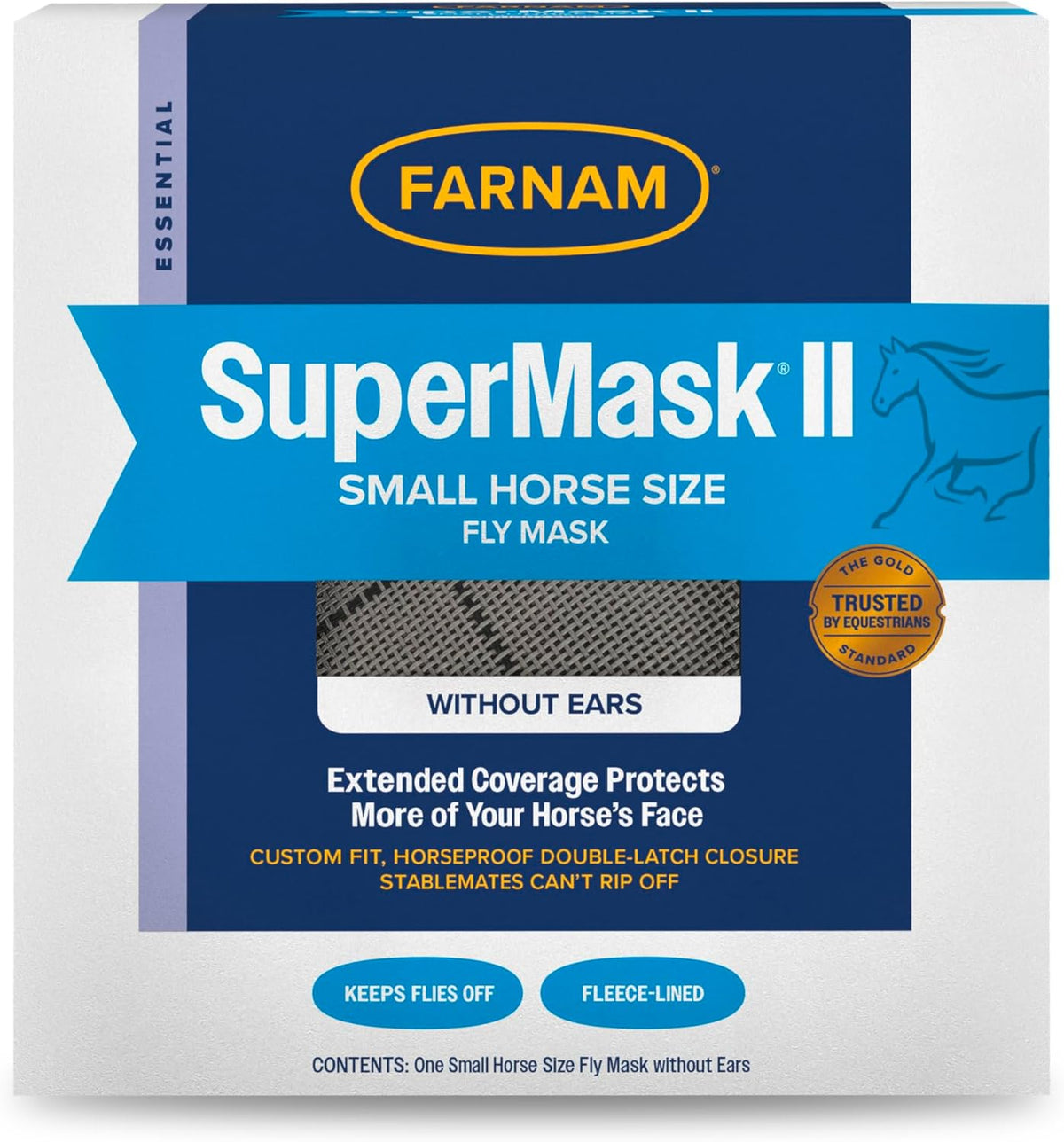 Farnam SuperMask II Fly Mask Without Ears for Smaller Horses or Arabian Horses,Full Face Coverage &