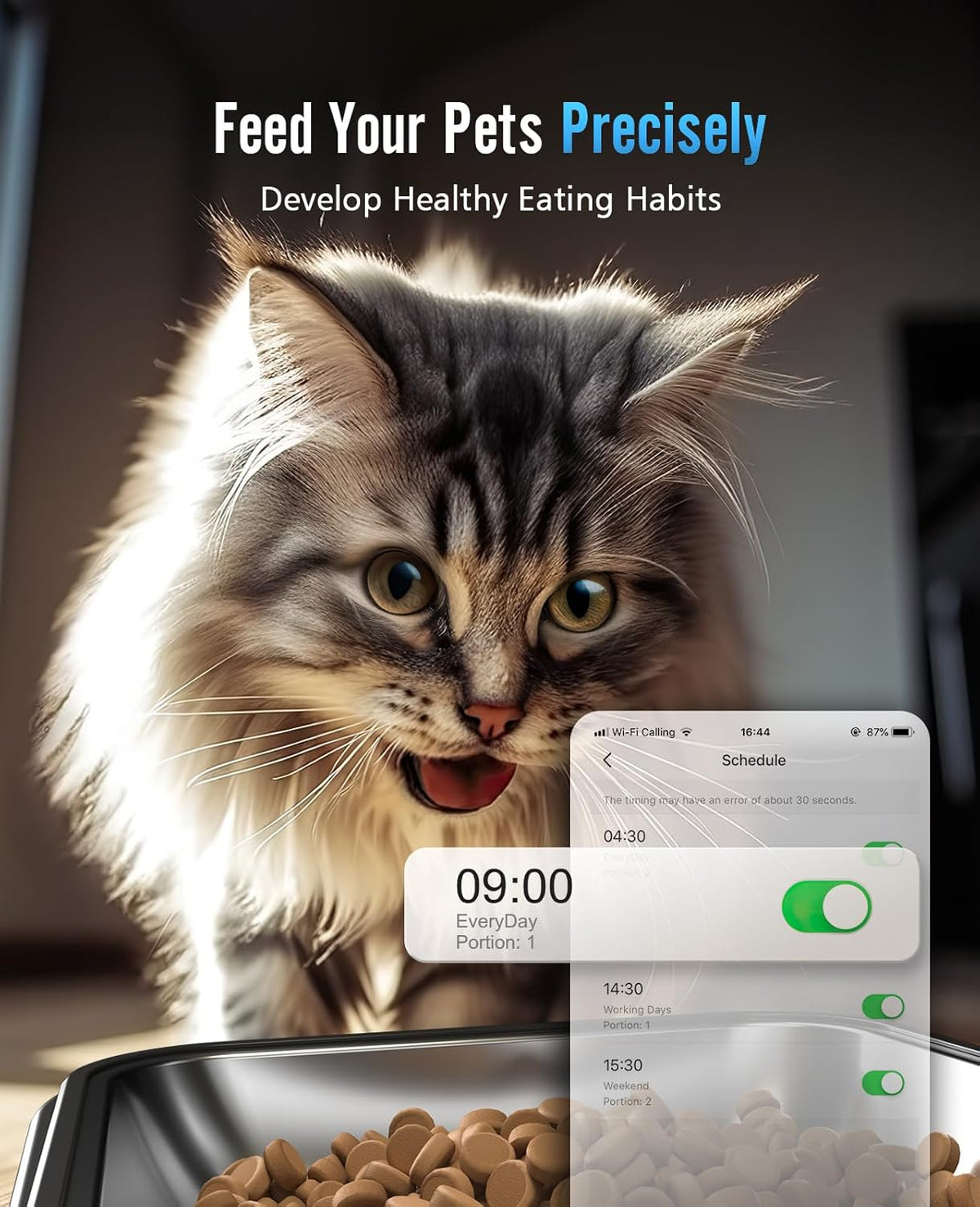 oneisall Automatic Cat Feeder with 5G WiFi, Automatic Cat Food Dispenser for 2 Cats Small Pets, 20