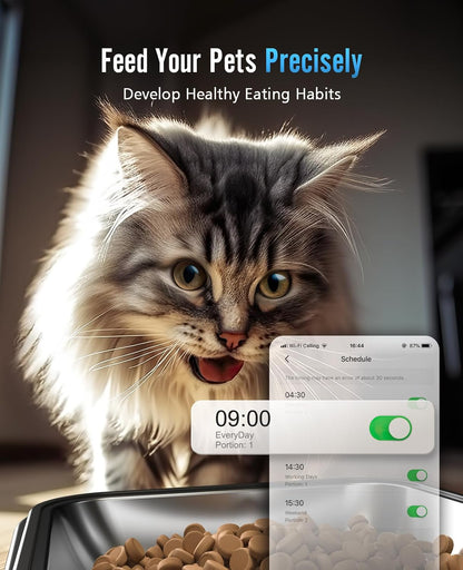 oneisall Automatic Cat Feeder with 5G WiFi, Automatic Cat Food Dispenser for 2 Cats Small Pets, 20