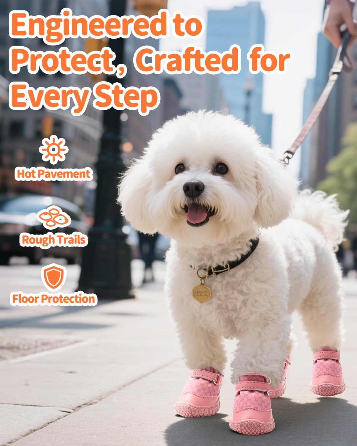 Dog Shoes for Small Dogs, Double Binding Straps Puppy Boots & Paw Protectors for Summer Hot
