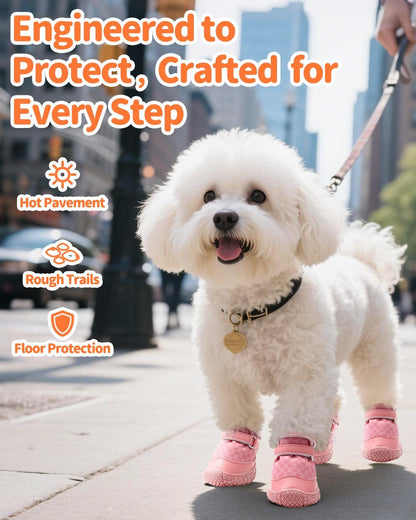 Dog Shoes for Small Dogs, Double Binding Straps Puppy Boots & Paw Protectors for Summer Hot