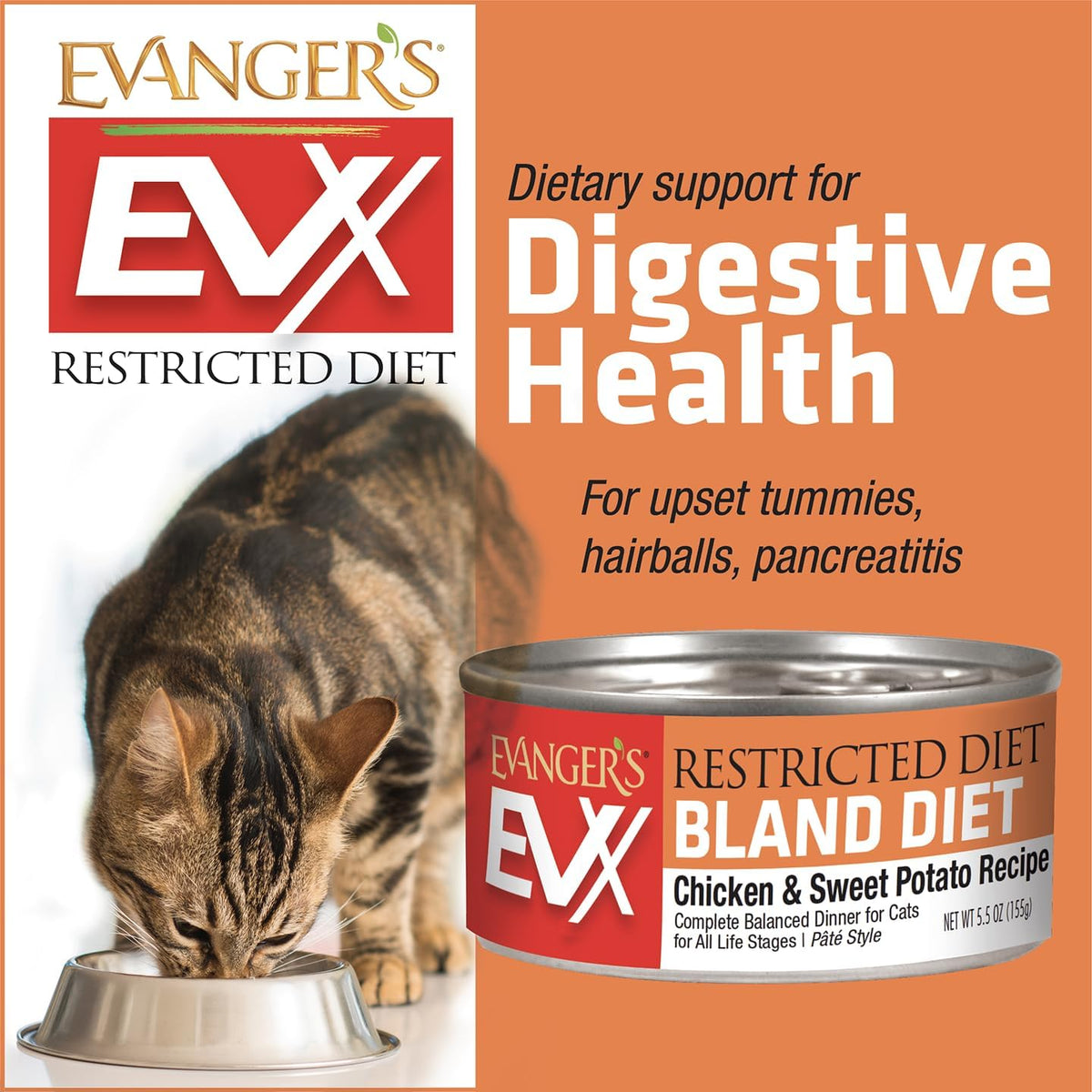 Evanger's EVX Restricted Diet Bland Diet Canned Cat Food – 24 Count, 5.5 oz Each – Chicken & Sweet