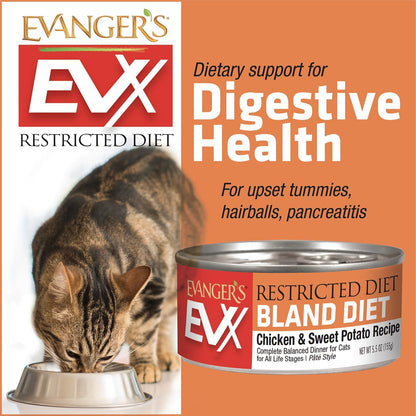 Evanger's EVX Restricted Diet Bland Diet Canned Cat Food – 24 Count, 5.5 oz Each – Chicken & Sweet