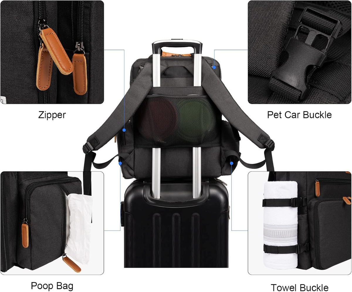 Modoker Dog Travel Bag, Airline Approved Backpack for Pet Accessories Organizer, Tote Weekend Bag