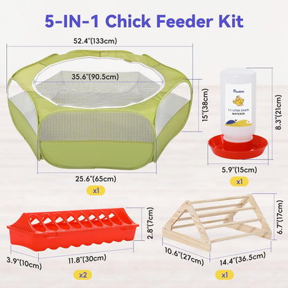 Pawaboo 5-in-1 Chicken Brooder Box for Chick Starter Kit, Includes Pet Cage Tent, Chicks Perch