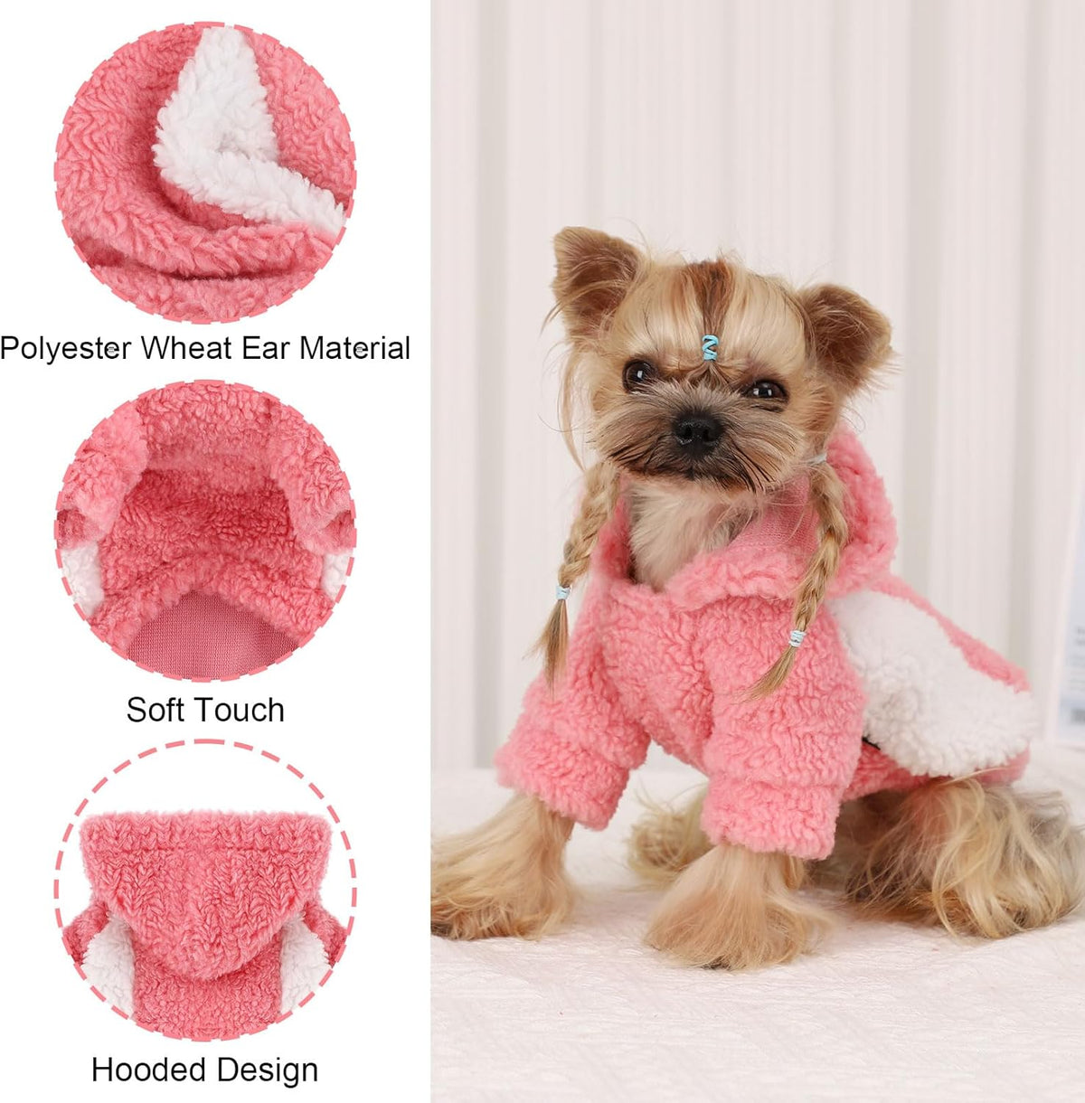 YIKEYO Dog Hoodie Pet Clothes Sweater with Hat Soft and Warm Cold Weather for Small Patchwork