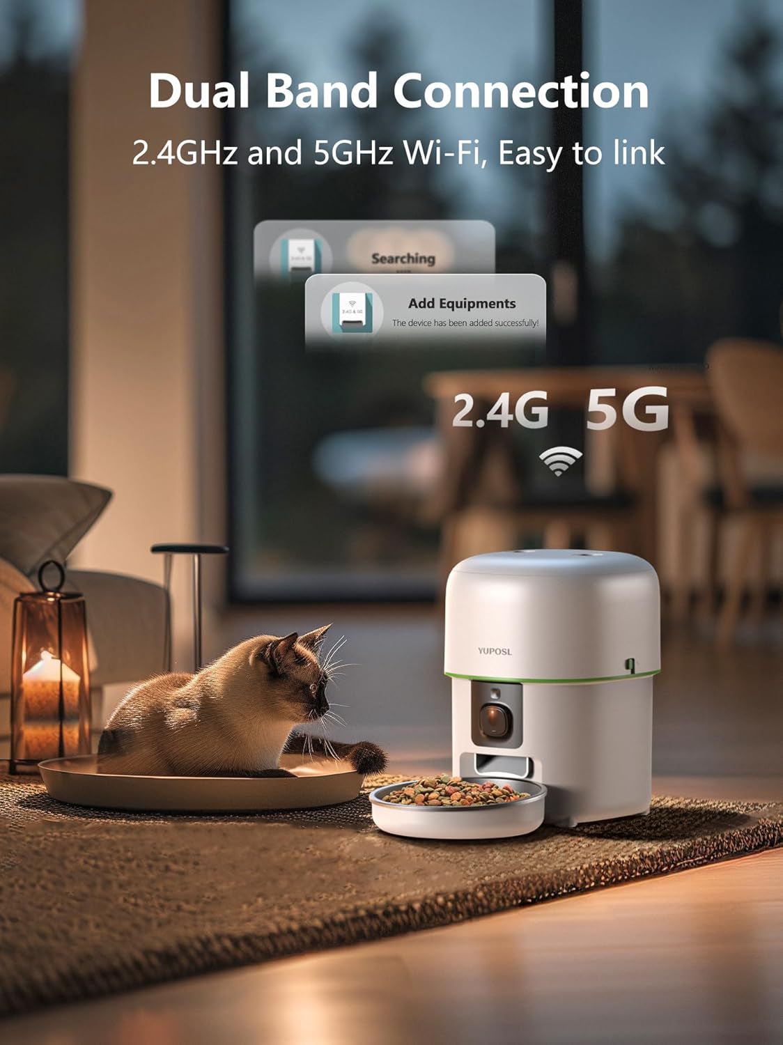 Automatic Cat Feeder with Camera - 5G WiFi Auto Cat Food Dispenser, 1080P HD Video with Night