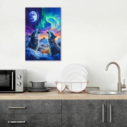 Wolf Wall Art Wolves Canvas Wall Decor Prints Framed Painting Aurora Pictures Gifts Artwork for
