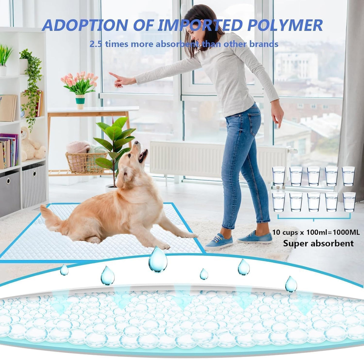 XXXL Puppy Pee Pads for Dogs 36"x36" 40 Count, Extra Large Dog Pee Pads, Leak-Proof & Super