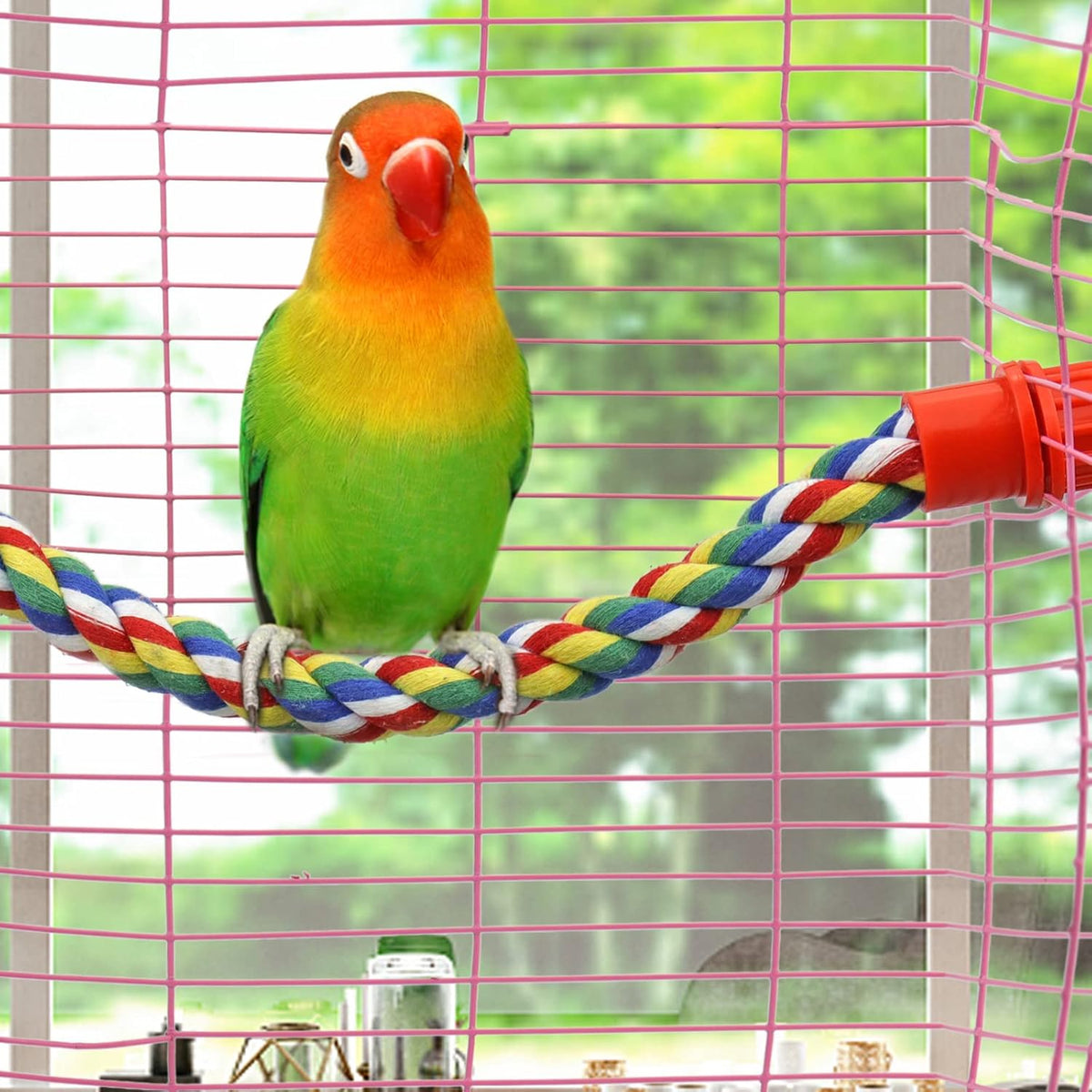 Bird Rope Perches for Parrots, Cockatiels, Parakeets, Budgie Cages Comfy Birds Colorful Rope Toy